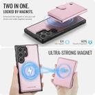 For Samsung Galaxy S24 Ultra 5G JEEHOOD J09 Buckle Card Bag MagSafe Magnetic Style RFID Leather Phone Case(Pink) - 3