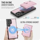 For Samsung Galaxy S23 Ultra 5G JEEHOOD J09 Buckle Card Bag MagSafe Magnetic Style RFID Leather Phone Case(Pink) - 3