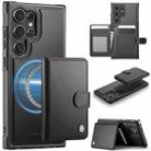 For Samsung Galaxy S23 Ultra 5G JEEHOOD J09 Buckle Card Bag MagSafe Magnetic Style RFID Leather Phone Case(Black) - 1