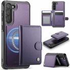 For Samsung Galaxy S23 5G JEEHOOD J09 Buckle Card Bag MagSafe Magnetic Style RFID Leather Phone Case(Purple) - 1