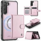 For Samsung Galaxy S23 5G JEEHOOD J09 Buckle Card Bag MagSafe Magnetic Style RFID Leather Phone Case(Pink) - 1