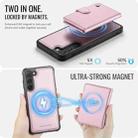 For Samsung Galaxy S23 5G JEEHOOD J09 Buckle Card Bag MagSafe Magnetic Style RFID Leather Phone Case(Pink) - 3