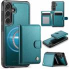 For Samsung Galaxy S23 FE 5G JEEHOOD J09 Buckle Card Bag MagSafe Magnetic Style RFID Leather Phone Case(Green) - 1