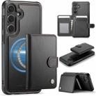 For Samsung Galaxy S23 FE 5G JEEHOOD J09 Buckle Card Bag MagSafe Magnetic Style RFID Leather Phone Case(Black) - 1