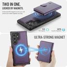 For Samsung Galaxy S22 Ultra 5G JEEHOOD J09 Buckle Card Bag MagSafe Magnetic Style RFID Leather Phone Case(Purple) - 3