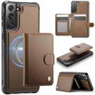 For Samsung Galaxy S22+ 5G JEEHOOD J09 Buckle Card Bag MagSafe Magnetic Style RFID Leather Phone Case(Brown) - 1