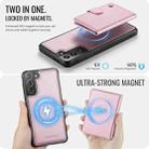 For Samsung Galaxy S21+ 5G JEEHOOD J09 Buckle Card Bag MagSafe Magnetic Style RFID Leather Phone Case(Pink) - 3
