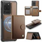 For Samsung Galaxy S20 Ultra 5G JEEHOOD J09 Buckle Card Bag MagSafe Magnetic Style RFID Leather Phone Case(Brown) - 1