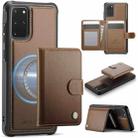 For Samsung Galaxy S20+ JEEHOOD J09 Buckle Card Bag MagSafe Magnetic Style RFID Leather Phone Case(Brown) - 1