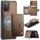 For Samsung Galaxy S20 JEEHOOD J09 Buckle Card Bag MagSafe Magnetic Style RFID Leather Phone Case(Brown) - 1