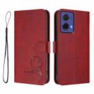 For Motorola Moto G85 5G Litter Panda Embossing RFID Leather Phone Case with Lanyard(Wine Red) - 2