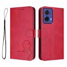 For Motorola Moto G85 5G Litter Panda Embossing RFID Leather Phone Case with Lanyard(Rose Red) - 2