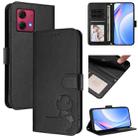 For Motorola Moto G84 5G Litter Panda Embossing RFID Leather Phone Case with Lanyard(Black) - 1