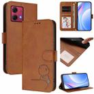 For Motorola Moto G84 5G Litter Panda Embossing RFID Leather Phone Case with Lanyard(Brown) - 1