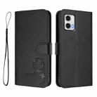 For Motorola Moto G73 5G Litter Panda Embossing RFID Leather Phone Case with Lanyard(Black) - 2
