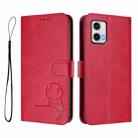 For Motorola Moto G73 5G Litter Panda Embossing RFID Leather Phone Case with Lanyard(Rose Red) - 2