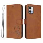For Motorola Moto G73 5G Litter Panda Embossing RFID Leather Phone Case with Lanyard(Brown) - 2