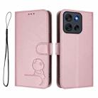 For Motorola Moto G56 Litter Panda Embossing RFID Leather Phone Case with Lanyard(Pink) - 2