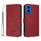 For Motorola Moto G45 5G Litter Panda Embossing RFID Leather Phone Case with Lanyard(Wine Red) - 2