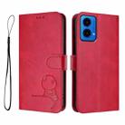 For Motorola Moto G45 5G Litter Panda Embossing RFID Leather Phone Case with Lanyard(Rose Red) - 2