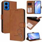 For Motorola Moto G45 5G Litter Panda Embossing RFID Leather Phone Case with Lanyard(Brown) - 1