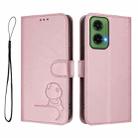 For Motorola Moto G35 5G Litter Panda Embossing RFID Leather Phone Case with Lanyard(Pink) - 2