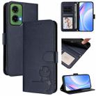 For Motorola Moto G35 5G Litter Panda Embossing RFID Leather Phone Case with Lanyard(Blue) - 1