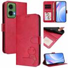 For Motorola Moto G35 5G Litter Panda Embossing RFID Leather Phone Case with Lanyard(Rose Red) - 1