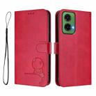 For Motorola Moto G35 5G Litter Panda Embossing RFID Leather Phone Case with Lanyard(Rose Red) - 2