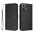 For Motorola Moto G34 5G Litter Panda Embossing RFID Leather Phone Case with Lanyard(Black) - 2