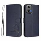 For Motorola Moto G34 5G Litter Panda Embossing RFID Leather Phone Case with Lanyard(Blue) - 2