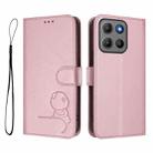 For Motorola Moto G15 / G15 Power Litter Panda Embossing RFID Leather Phone Case with Lanyard(Pink) - 2
