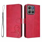 For Motorola Moto G15 / G15 Power Litter Panda Embossing RFID Leather Phone Case with Lanyard(Rose Red) - 2