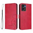 For Motorola Moto G05 / E05 Litter Panda Embossing RFID Leather Phone Case with Lanyard(Rose Red) - 2