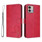 For Motorola Moto G Stylus 5G 2023 Litter Panda Embossing RFID Leather Phone Case with Lanyard(Rose Red) - 2