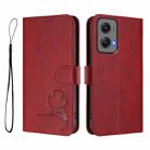 For Motorola Moto G Stylus 5G 2024 Litter Panda Embossing RFID Leather Phone Case with Lanyard(Wine Red) - 2