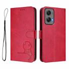 For Motorola Moto G Stylus 5G 2024 Litter Panda Embossing RFID Leather Phone Case with Lanyard(Rose Red) - 2
