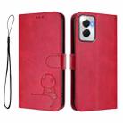 For Motorola Moto G Power 5G 2024 Litter Panda Embossing RFID Leather Phone Case with Lanyard(Rose Red) - 2