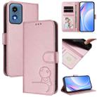 For Motorola Moto G Play 5G 2024 Litter Panda Embossing RFID Leather Phone Case with Lanyard(Pink) - 1