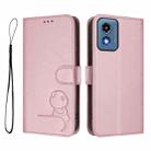 For Motorola Moto G Play 5G 2024 Litter Panda Embossing RFID Leather Phone Case with Lanyard(Pink) - 2