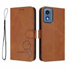For Motorola Moto G Play 5G 2024 Litter Panda Embossing RFID Leather Phone Case with Lanyard(Brown) - 2