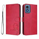 For Motorola Moto G Play 4G 2024 Litter Panda Embossing RFID Leather Phone Case with Lanyard(Rose Red) - 2