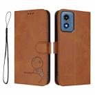 For Motorola Moto G Play 4G 2024 Litter Panda Embossing RFID Leather Phone Case with Lanyard(Brown) - 2