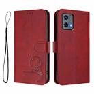 For Motorola Moto G 5G 2023 Litter Panda Embossing RFID Leather Phone Case with Lanyard(Wine Red) - 2