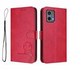 For Motorola Moto G 5G 2023 Litter Panda Embossing RFID Leather Phone Case with Lanyard(Rose Red) - 2
