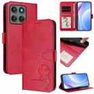 For Motorola Edge 60 Pro Litter Panda Embossing RFID Leather Phone Case with Lanyard(Rose Red) - 1