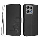 For Motorola Edge 50 Pro Litter Panda Embossing RFID Leather Phone Case with Lanyard(Black) - 2