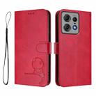 For Motorola Edge 50 Pro Litter Panda Embossing RFID Leather Phone Case with Lanyard(Rose Red) - 2