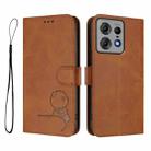 For Motorola Edge 50 Pro Litter Panda Embossing RFID Leather Phone Case with Lanyard(Brown) - 2