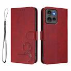 For Motorola Edge 50 Litter Panda Embossing RFID Leather Phone Case with Lanyard(Wine Red) - 2